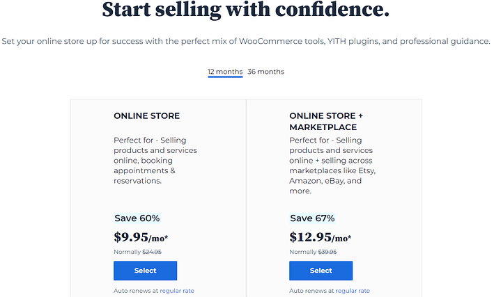 These are eCommerce plans from Bluehost.