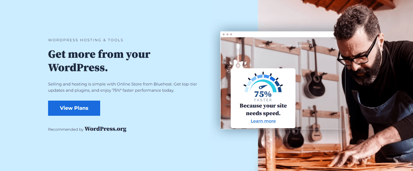Bluehost’s WordPress hosting page.