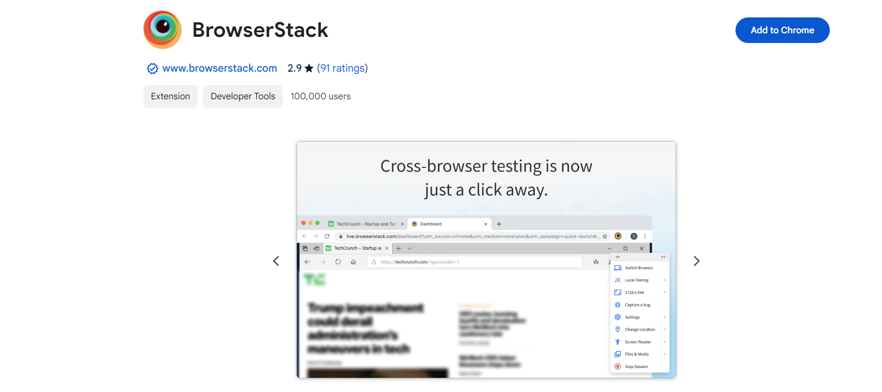 BrowserStack’s Google Chrome extension.