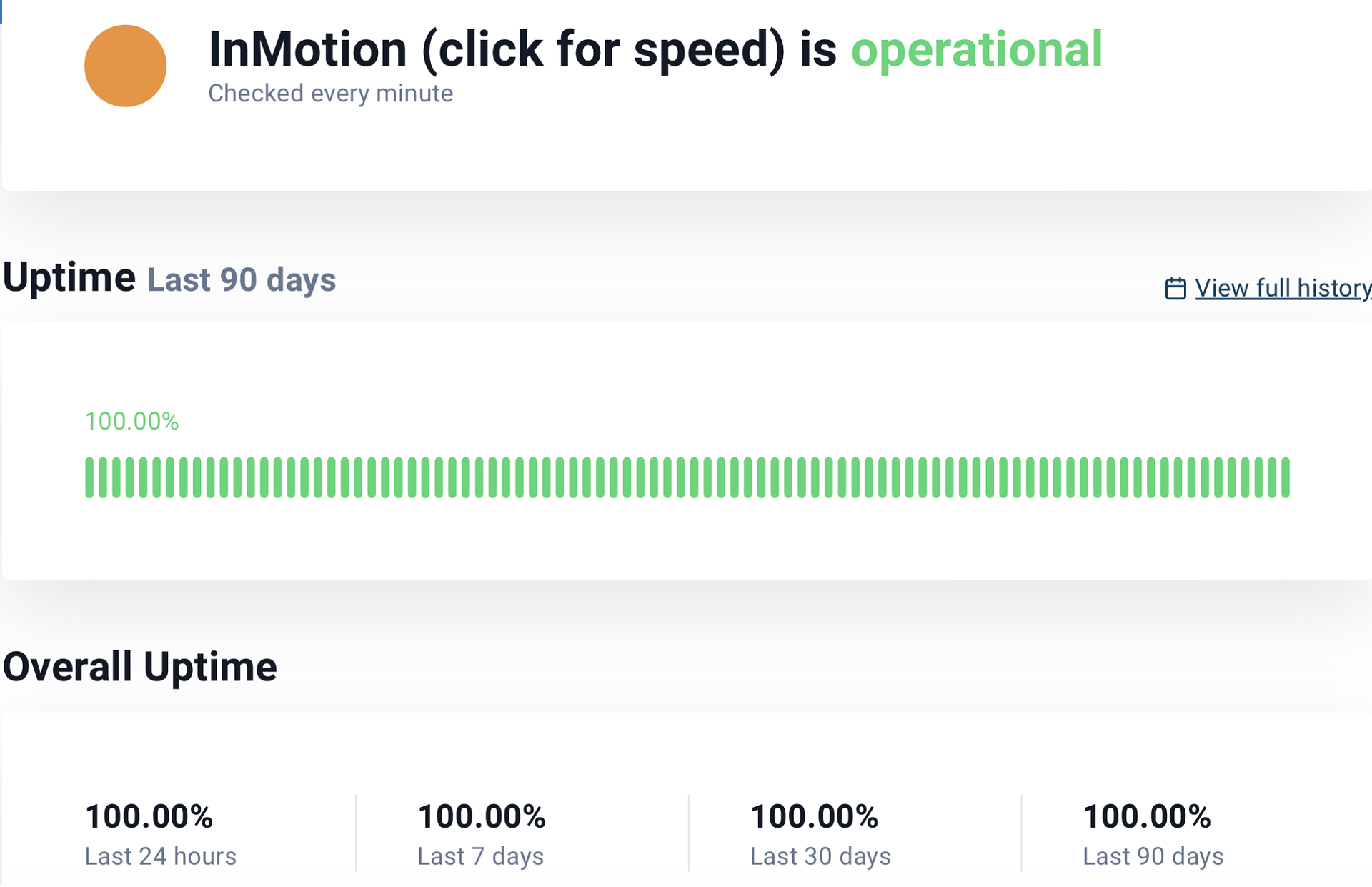 InMotion uptime over 90 days.