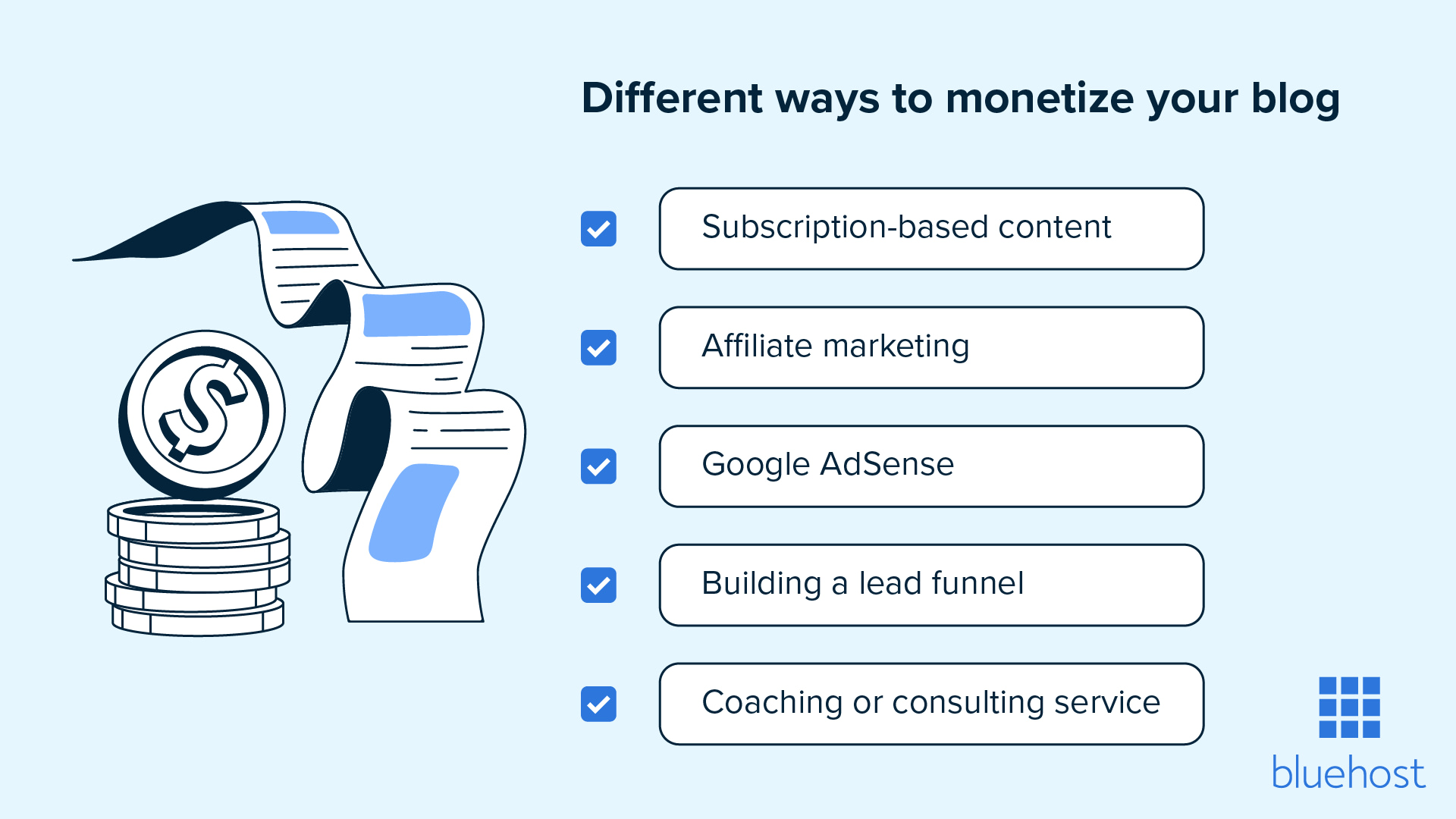 Different ways to monetize your blog.
