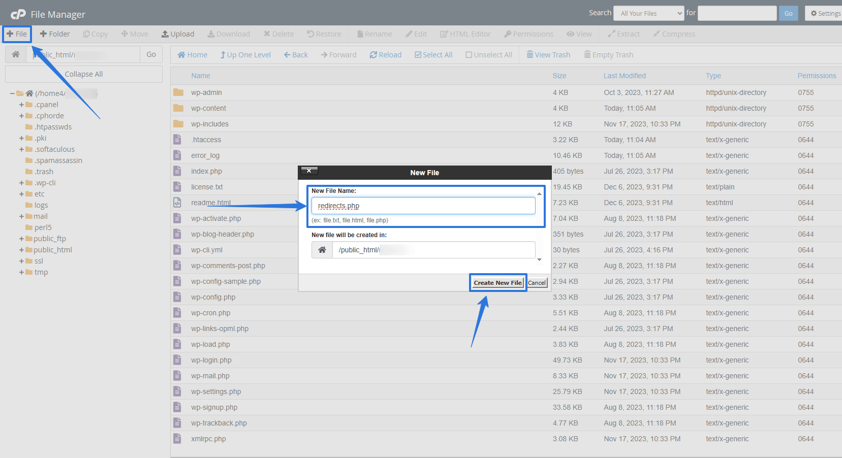 Create a new 301 redirect file and name it “redirects.php.”