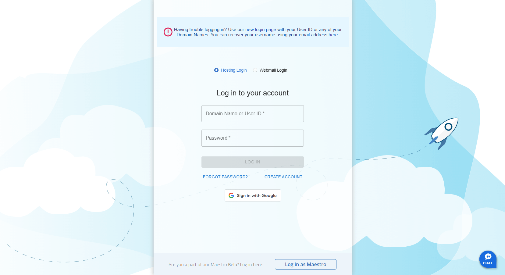 Fill in your details on the Bluehost client area login page.