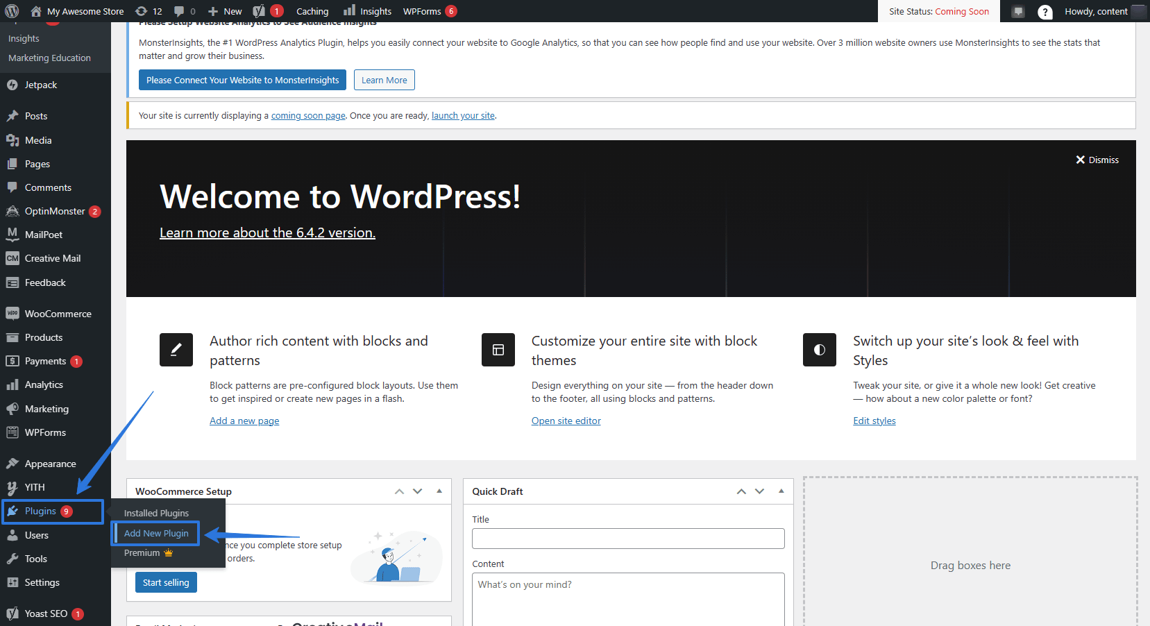Navigate to “Add new plugin” in the WordPress dashboard.