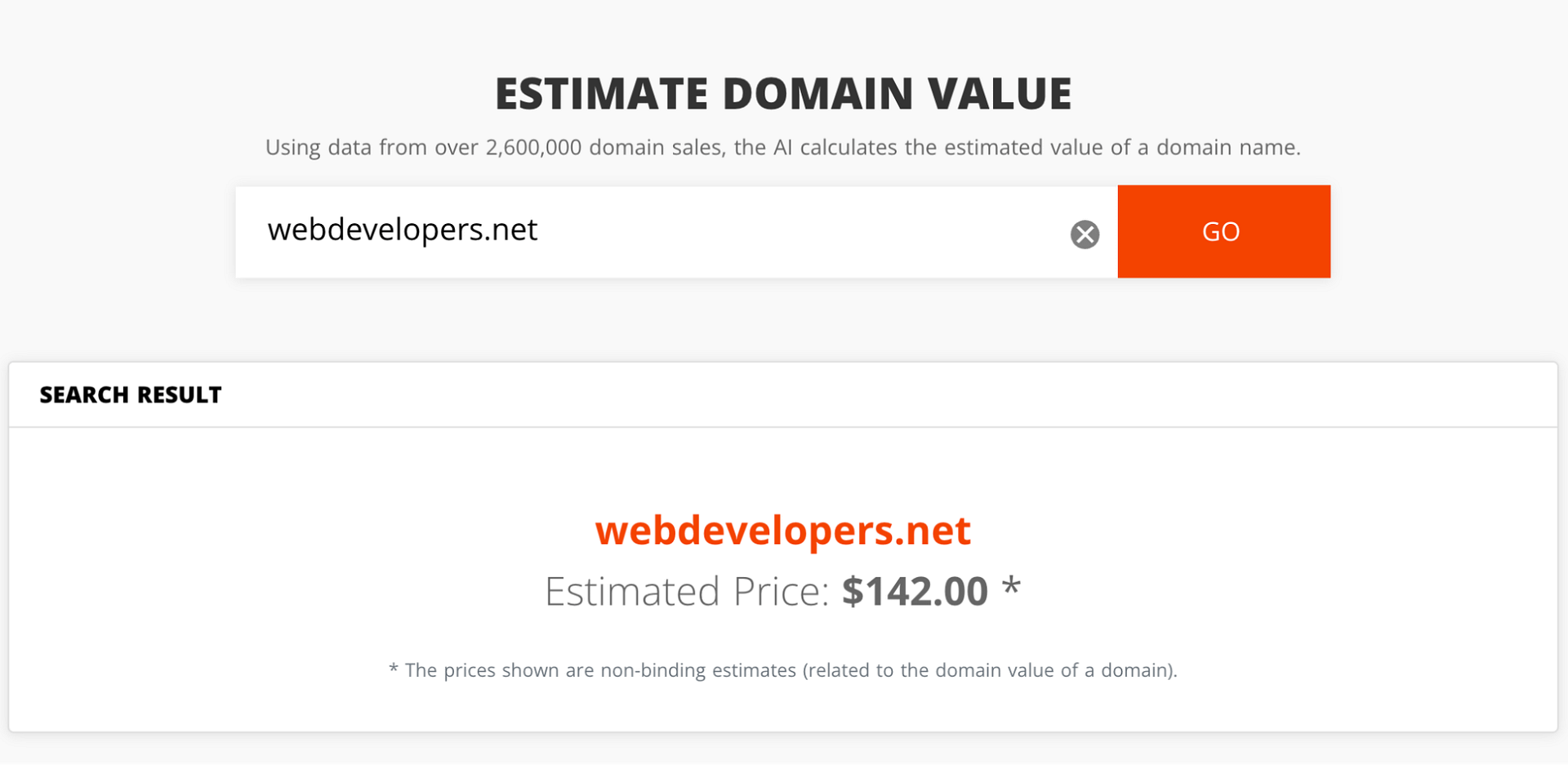 How much “webdevelopers.net” costs.